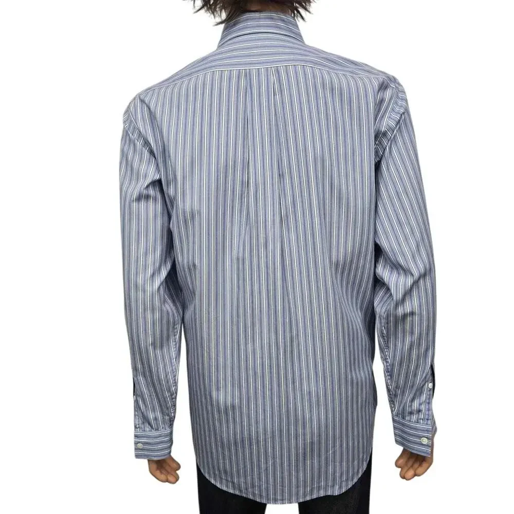 J. Crew Oarsman Label Vintage 90s Dress Shirt Men 16 -35 Blue Red White Striped